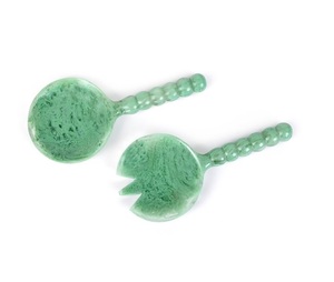 Cuillère à salade en résine époxy style antique, meilleur prix, ensemble fourchette et cuillère en résine pour service alimentaire, usage festif, 100% fait main, poli - Product Image 4