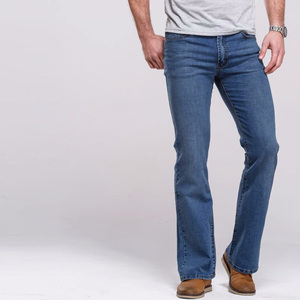 Custom High Quality Blue Denim Jeans for Men Slim Fit <b>Boot</b> Cut Flared Vintage Straight Design With Mid Waist <b>Spring</b> Autumnc - Product Image 1