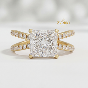 Princess Cut Zircon <b>Split</b> Shank Engagement <b>Ring</b> 1 CT Sterling Silver Pave Luxury Bridal <b>Ring</b> Women Wedding Party VVS2 Clarity - Product Image 6