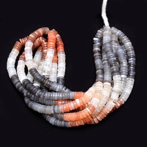 Natural Multi Moonstone Smooth Heishi Beads Strands 7x8mm Moonstone Loose Gemstone Beads <b>Strings</b> For Jewelry Making Genuine Bulk - Product Image 1