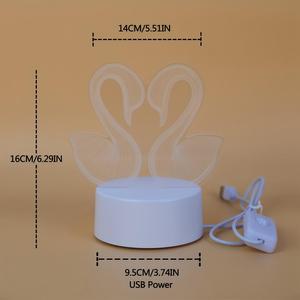 Lampe de nuit LED 3D Swan, à brancher, moderne, avec commande tactile, lampe de table colorée, lumière d'ambiance pour chambre à coucher, cadeau - Product Image 2