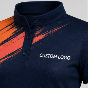 Polo de Manga Corta para Mujer, Cuello Mandarín, Color Azul Oscuro Coral, Personalizado, de Secado Rápido y Transpirable, Uniforme de Equipo WPS-0838 - Product Image 5