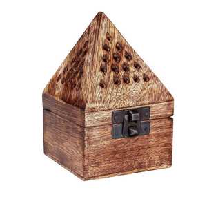 Surlacer l'image pour zoomer - Boîte à encens en bois, brûleur d'encens triangulaire, brûleur d'encens en forme de pyramide, brûleur de bahour en bois - Product Image 6
