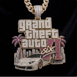 Pendentif Grand Theft Auto VI Iced Out avec diamants Moissanite, bijou de luxe, breloque, vente en gros - Product Image 4