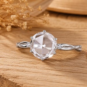 Anillo Solitario de Oro Sólido de 10K, 14K, 18K con Diamante de Laboratorio de Corte Redondo Rosa, Banda Infinita Trenzada, Certificado IGI, Color DEF, Claridad VS VVS - Product Image 3