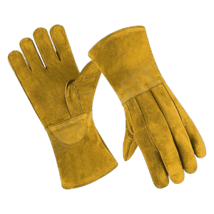 Gants de soudeur en cuir de vachette à fente latérale, résistants à la chaleur, respirants, avec manchette de sécurité anti-vibration, pour la sécurité au travail. - Product Image 4