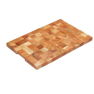 Tabla de Cortar Rectangular de Madera Maciza de Alta Calidad con Diseño de Espiga, Bandeja para Cortar y Servir con Asas Laterales - Product Image 6
