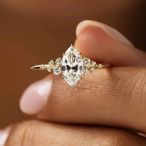 925 Silver 14K Solid Gold Marquise Cut Engagement <b>Ring</b> Original Moissanite Diamond Wedding Anniversary <b>Ring</b> For Unisex - Product Image 1