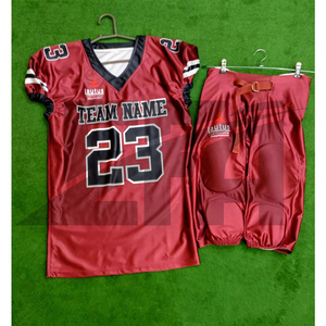 Maillot de football américain personnalisé pas cher, imprimé par transfert thermique, surpiqué devant, 100 % polyester, manches courtes, été - Product Image 1