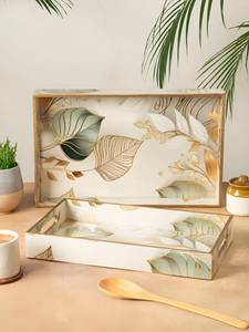NEHA ENTERPRISES NE-165 Handmade Wooden Enamel Printed Modern <b>Storage</b> Serving <b>Tray</b> Dishwasher Safe Decorative Tabletop Organizer - Product Image 4