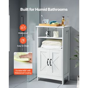 Mobile da bagno a 2 porte in legno bianco con ripiano regolabile - Product Image 5