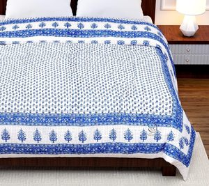 Couette/Razai/Rajai légère en coton pur 400 TC, imprimé floral Jaipuri, pour lit simple, 85 x 55 pouces - Product Image 2