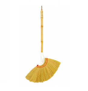 Eco Friendly Classic Bamboo <b>Handle</b> Grass <b>Broom</b> Medium Bristle Durable Indoor Floor Cleaning Tool 45in and Above - Product Image 6