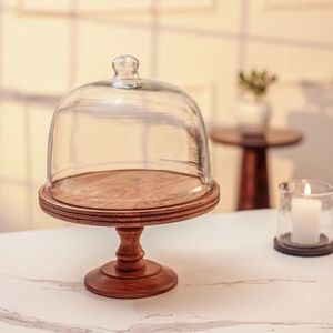 Soporte Multiusos Ecológico Hecho a Mano de Madera para Servir Pasteles con Tapa Acrílica, Elegante Exhibidor de Postres de Madera de Acacia, Curio Craft - Product Image 3