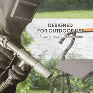 "Courtyard Iron 2 Person Glider Bench <b>Swing</b> Chair Loveseat with Table Light Mixed Brown Steel <b>Frame</b>" - Product Image 6