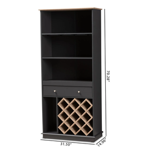 Nisto Tall <b>Bar</b> Unit Modern Wooden Wine and Liquor Storage Cabinet with Glass Holder <b>Shelves</b> Freestanding Home Furniture - Product Image 6