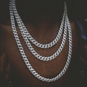 Nuevo collar de cadena cubana con diamantes de moissanita de diseño moderno, unisex, de dos tonos, oro rosa, estilo hip hop para hombre. - Product Image 4