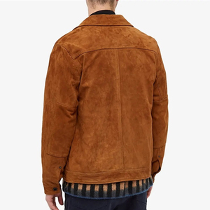 Chemise-veste en daim marron pour homme, col rabattu, style décontracté, coupe classique, simple boutonnage, poches, idéale pour l'automne - Product Image 2