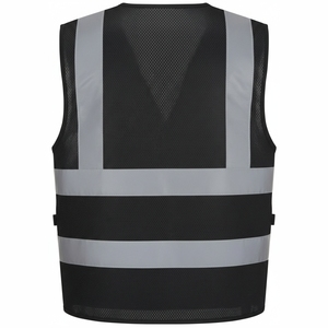 Gilet de travail sans manches haute visibilité réfléchissant pour homme avec plusieurs poches, en polyester respirant, col en V, fermeture éclair - Product Image 5