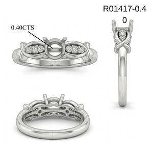Nouvel Arrivage Bague Semi-Montée en Or Blanc Massif 18K Motif Feuille avec Accent Diamant Sertissage 4 Griffes pour Fiançailles Bijoux Fins Vente en Gros - Product Image 5