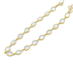 Bracelet artisanal en or jaune massif 18 carats de haute qualité avec pierre de lune arc-en-ciel naturelle, cadeau de fiançailles certifié minimaliste - Product Image 6