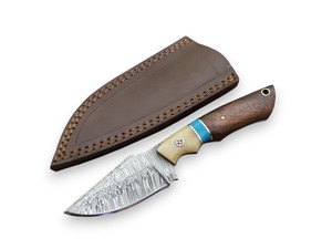 Cuchillo EDC de Acero de Damasco Forjado a Mano Nordic Forge con Punta Caída y Mango de Resina Biselado, con Funda - Grado Industrial para Uso General/Camping/Caza - Product Image 4