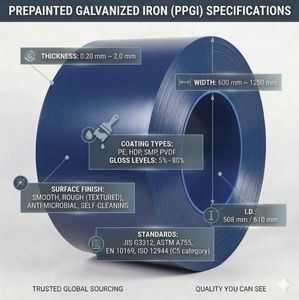 Bobina de Hierro Galvanizado Prepintado RAL 9002 con Recubrimiento de PE PPGI para Construcción - Product Image 2