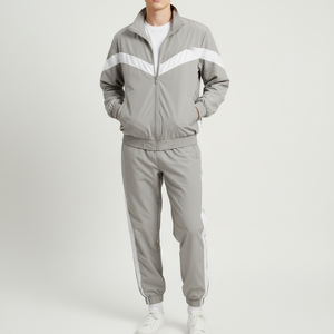 Custom Men's Slim Fit Blank Sportswear T Shirt and Windbreaker Tracksuit Fitness Apparel <b>Set</b> - Product Image 5
