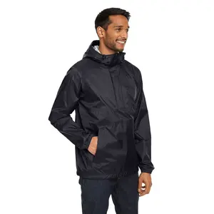 Water Resistance Hooded Fleece Lined Softshell Jacket Lightweight Polyester Half Zip Pullover Windbreaker for Winter Casual Wear Jackets