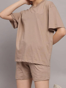 T-shirts et shorts décontractés personnalisés à la mode, de haute qualité, à épaules tombantes, unisexes, en coton, col côtelé, coupe ample, séchage rapide pour hommes - Product Image 4