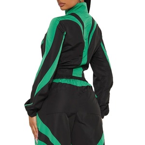 Custom Women's Waterproof Windbreaker Tracksuit Zip Up <b>Jacket</b> and Pants Set Sportswear - Product Image 4