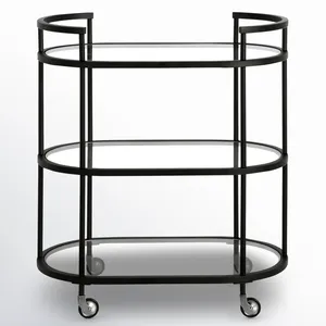 <b>Ceramic</b> Eco-Friendly Utility Cart Glass Shelves American Style Minimalist Design for Living Room Bedroom Interior Furniture - Product Image 6