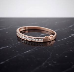 Bracelet jonc élégant et classique en diamant de laboratoire, or rose, bijoux de luxe étincelants pour femme, cadeau pour occasions spéciales - Product Image 3