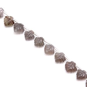 Cuentas de Piedra Lunar Gris Natural en Forma de Hoja Talladas a Mano, 10x11MM, Cuentas Sueltas de Piedra Lunar de 8 Pulgadas para Fabricación de Joyas al por Mayor - Product Image 4