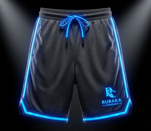 Shorts de sport blancs avec bordure vert citron vif et logo Huracan avec cordon de serrage, pour une collection de vêtements de sport dynamique et élégante. - Product Image 3