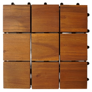 Azulejos modernos de madera de acacia de 9 listones con hermoso diseño de parquet para balcón exterior y suelo junto a la piscina en color natural - Product Image 6