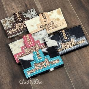 Cartera de Cuero Floral Hecha a Mano 2026, Venta Directa de Fábrica, para Mujer, Cuero Genuino de Vaca, Tarjetero RFID, Bolso Tipo Clutch - Product Image 1