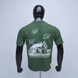 T-shirt vert à manches courtes pour homme de qualité supérieure, col rond, avec impression de lettres sur le devant, coupe classique, jersey en coton respirant - Product Image 2