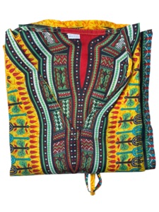 Vestido Kaftan Dashiki con Estampado Africano para Mujer, Venta al por Mayor, Vestido Kaftan Amarillo con Estampado Étnico Africano Tradicional, Kimono Largo de Verano - Product Image 5