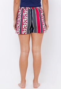 Women's Printed Striped Floral Shorts <b>Elastic</b> Waist Knitted Cotton Casual Regular Fit Mid Rise Breathable - Product Image 3