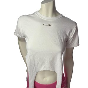 Ensemble T-shirt sans manches en coton blanc pour femme avec découpes latérales et short rose – Respirant, uni, pull-over d'été - Product Image 5