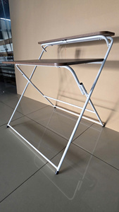 <b>Foldable</b> Wood Computer <b>Desk</b> S4603 with Metal Frame and Dual Shelves - Product Image 2