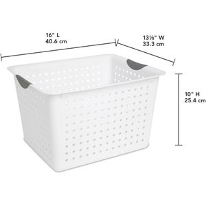 6 Pack Open Top Mesh Plastic <b>Storage</b> <b>Baskets</b> <b>White</b> Classic Organizers for Countertops and Pantry Shelves - Product Image 2