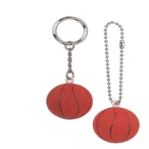 Custom Made Soft Small Toy Gift Promotion Logo 3D Soft PU Foam Sport Player Ball Basketball Stress Ball Key-chain