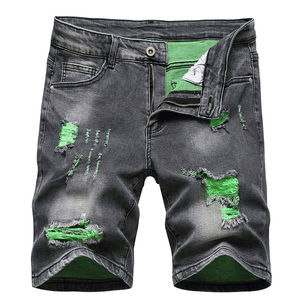 Shorts de Mezclilla Casuales Azules para Hombre, Cintura Alta, Elástica, de Secado Rápido - Product Image 1
