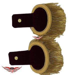 Epaulette Marroquí de Granate de Primera Calidad, Totalmente Personalizable, Color Granate con Elegantes Flecos Dorados, Equipo de Defensa Personal - Product Image 1