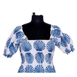 Robe midi moulante pour femme, élégante, 100% coton, écologique, à imprimé floral, respirante, lavable, à boutons, décontractée, manches courtes, été - Product Image 2