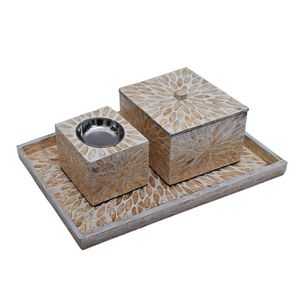 Juego de quemadores de incienso árabes con incrustaciones de nácar, el más vendido, con caja y cubierta acrílica para regalo, venta al por mayor para Ramadán - Product Image 3