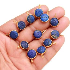 Colgante de flor de lapislázuli natural tallado a mano, amuleto de piedra preciosa, joyería de plata de ley 925, colgante de piedra de lapislázuli para 11 mm - Product Image 2