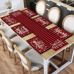<b>Red</b> Black Plaid Christmas Table <b>Runner</b> Rectangle Washable Country Style Holiday Decor For Kitchen Dining Table - Product Image 4